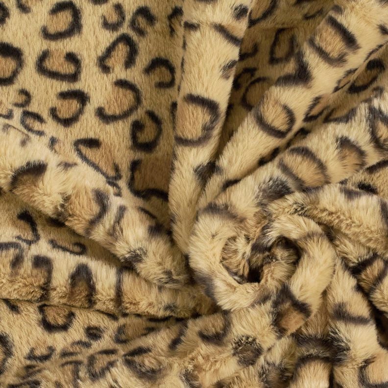 Super měkká umělá kožešina s leopardím potiskem – starozlatá/černá, image number 3