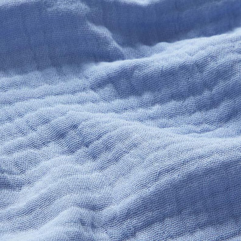 GOTS Třívrstvý bavlněný mušelín – ocelová modr,  image number 3
