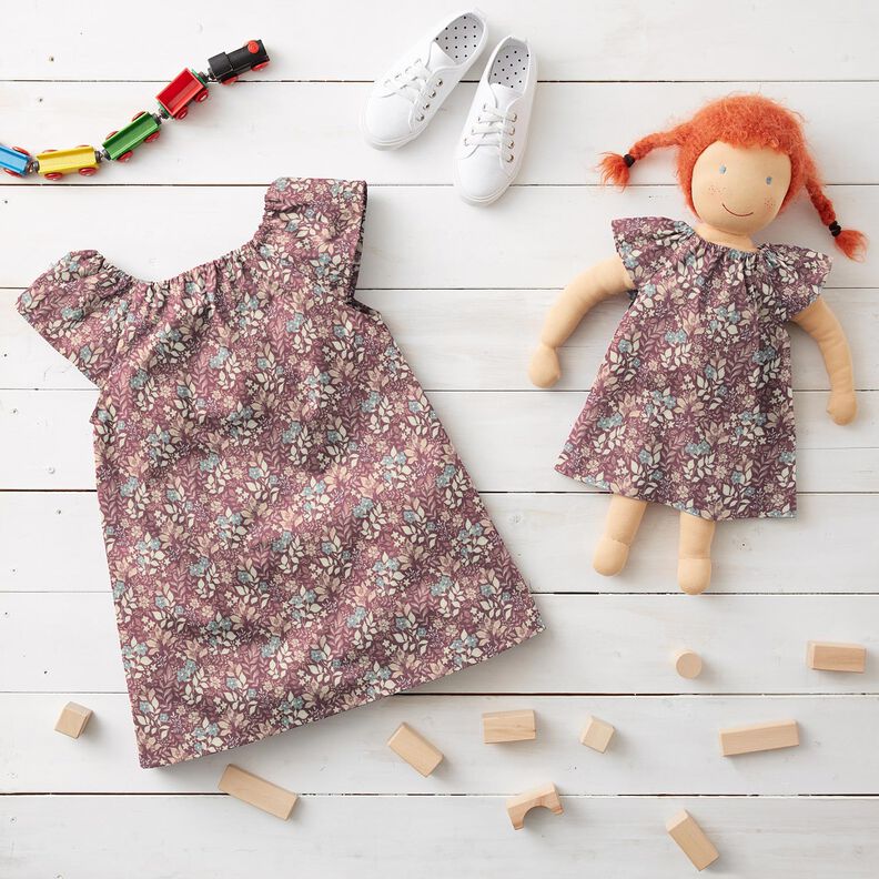 Bavln?ný flanel Podzimní kv?tinová louka – švestková,  image number 6