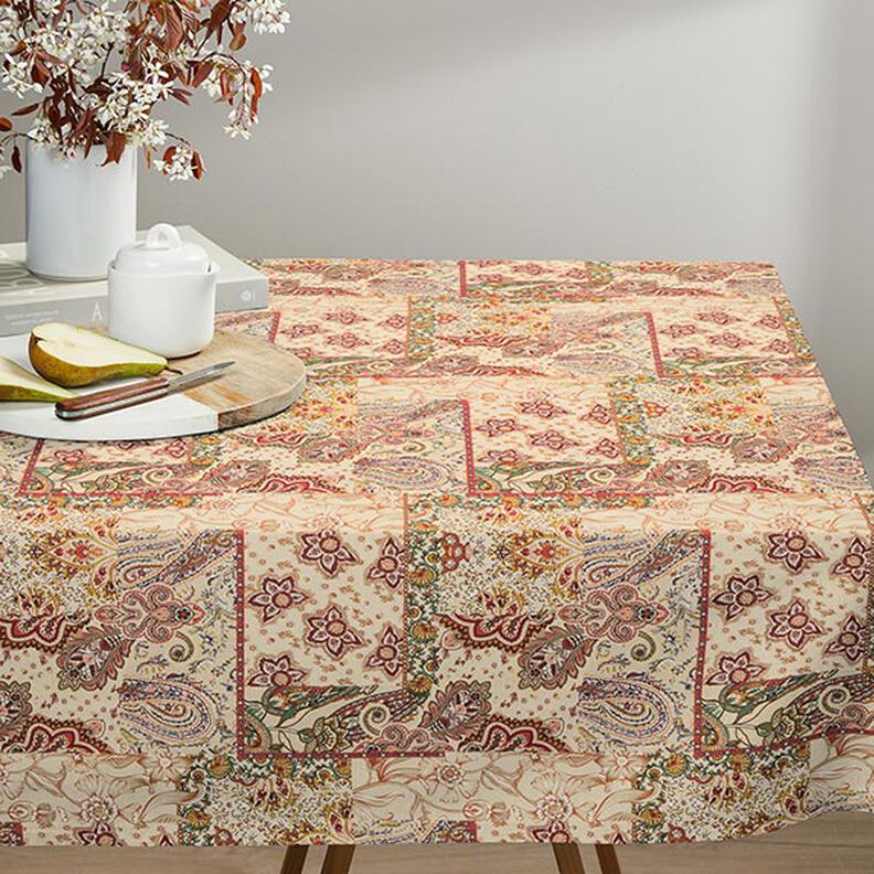Dekorační látka Polopanama Retro Paisley – béžová,  image number 7