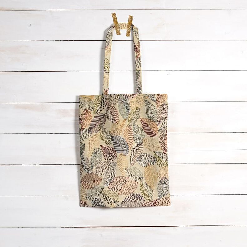 Dekorační látka Gobelín Nákresy listů – světle béžová/zelená,  image number 6