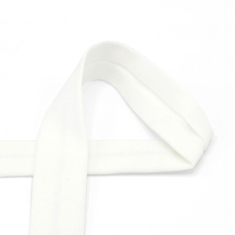 Šikmý proužek Bavlněný žerzej [20 mm] – vlněná bílá,  image number 1