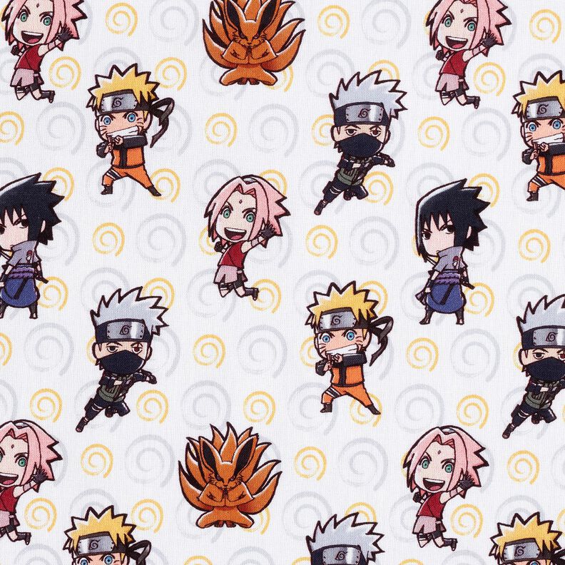 Bavlněný popelín Chibi Naruto Licenční látky – bílá,  image number 1