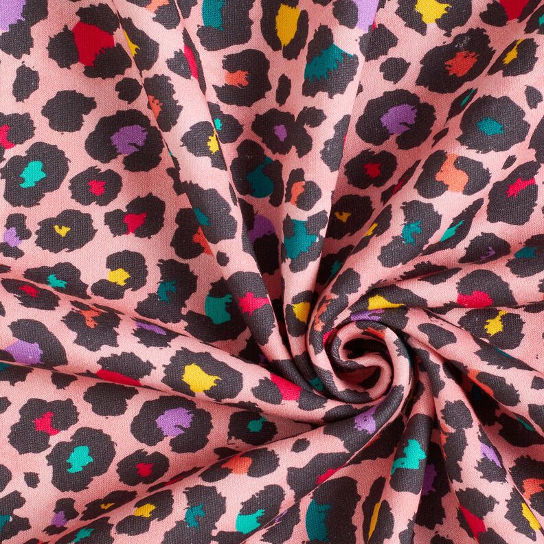 Teplákovina počesaná Barevný leopardí vzor – růžová,  image number 3
