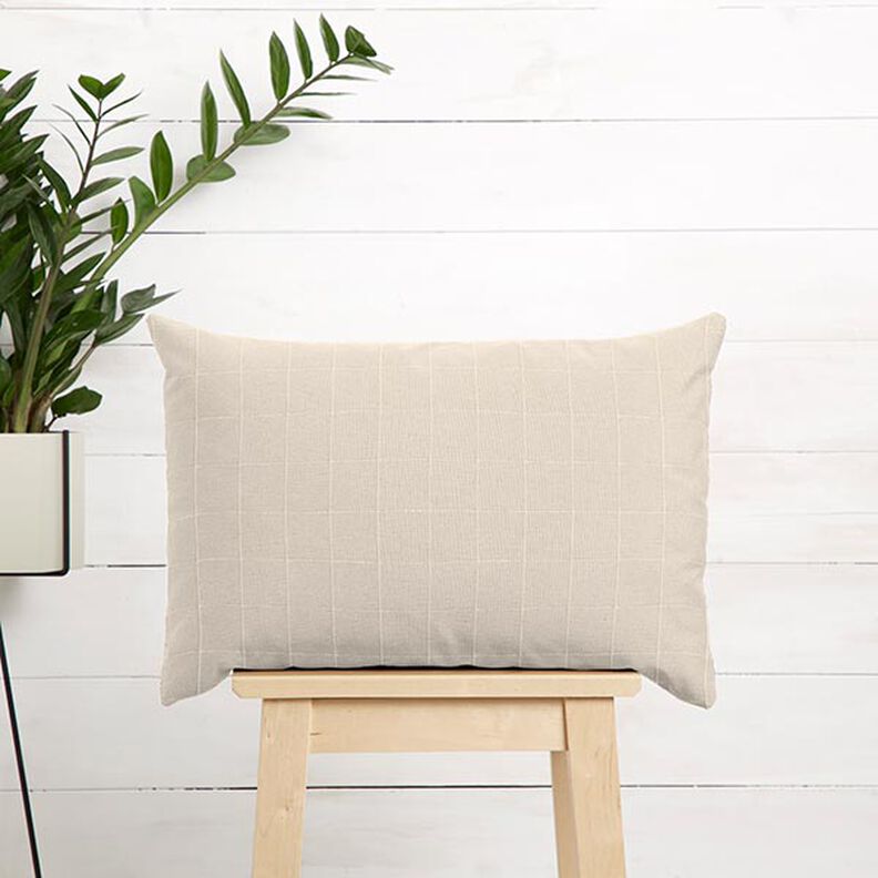 Dekorační látka Mřížková kostka, recyklovaná – přírodni,  image number 6