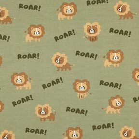 Bavlněný žerzej Lev | Poppy Fabrics – pistáciová/srnčí hnědá, 
