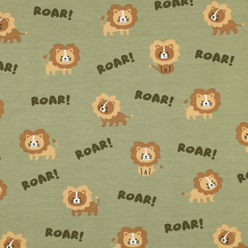 Bavlněný žerzej Lev | Poppy Fabrics – pistáciová/srnčí hnědá,  image number 1