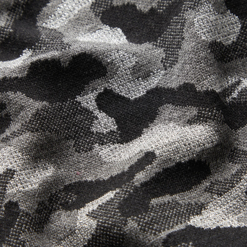 Pletená žakárová maskáčová metalíza – černá/stříbrná metalická,  image number 2