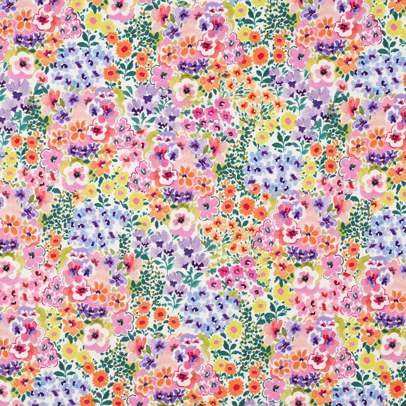 Bavlněný žerzej Moře květin digitální potisk | Poppy Fabrics – slonová kost/pestrý,  image number 1