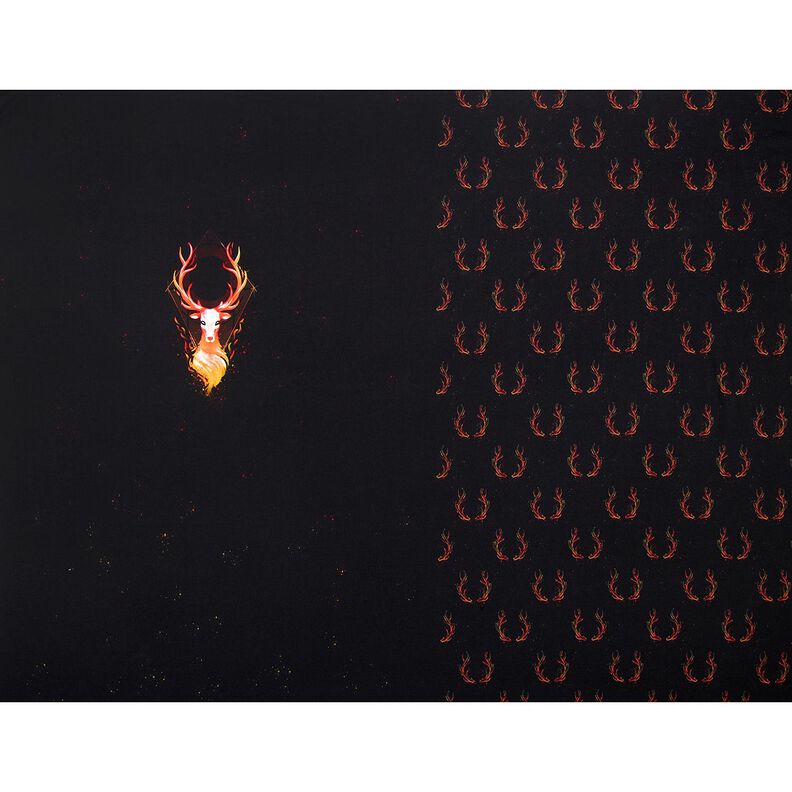 Francouzské froté Panel Ohnivý jelen | Glitzerpüppi – černá/oranžová,  image number 5