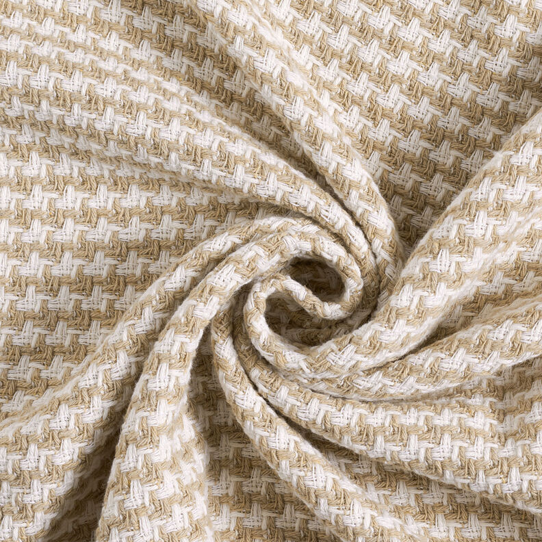 Hrubozrnná tkanina houndstooth – béžová/bílá, image number 4
