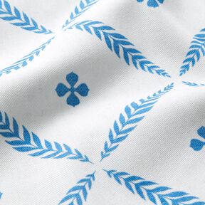 Dekorační látka Bavlněný kepr Elegantní diamanty – bílá/modrá, 