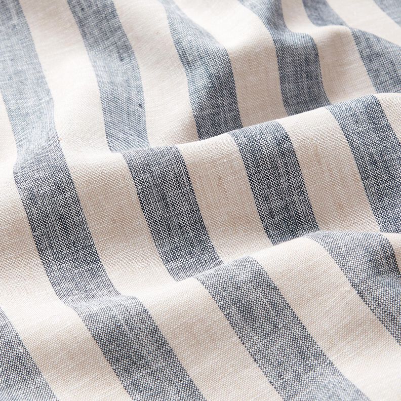 Lněn&aacute; směs pruhy &ndash; př&iacute;rodn&iacute;/n&aacute;mořnick&aacute; modra,  image number 2