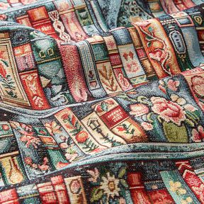 Dekoračn&iacute; l&aacute;tka Gobel&iacute;n Barevn&aacute; knihovna &ndash; modr&aacute; jedle/karm&iacute;nově červen&aacute;, 