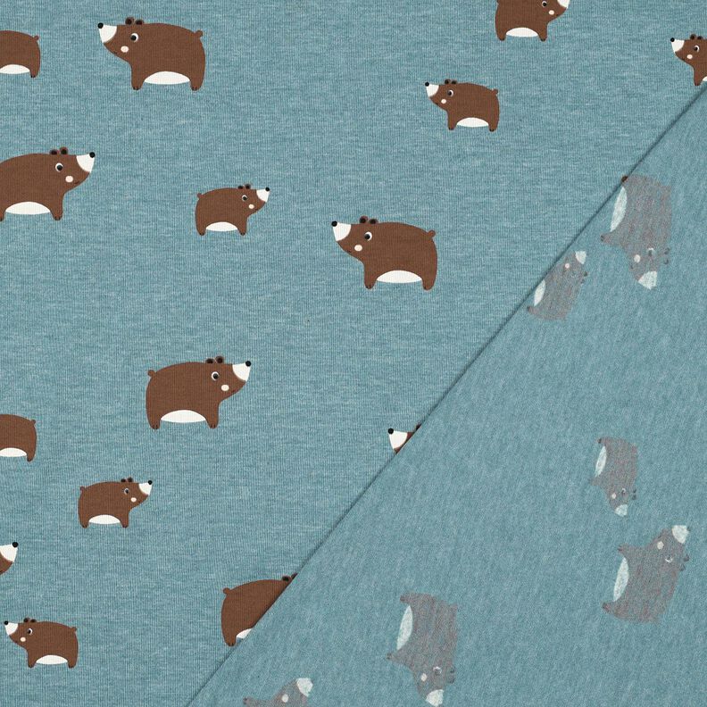Bavlněný žerzej Medvědi | Poppy Fabrics – modrošedá/kaštanově hnědá,  image number 4