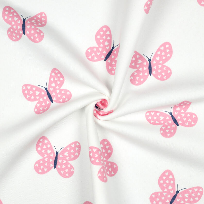 Teplákovina počesaná Velcí motýli | Poppy Fabrics – slonová kost/růžová,  image number 3