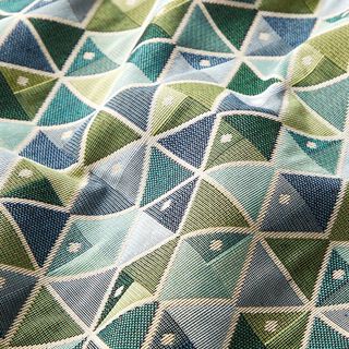 Dekorační látka Gobelín Geometrické ryby – modrá/zelená, 