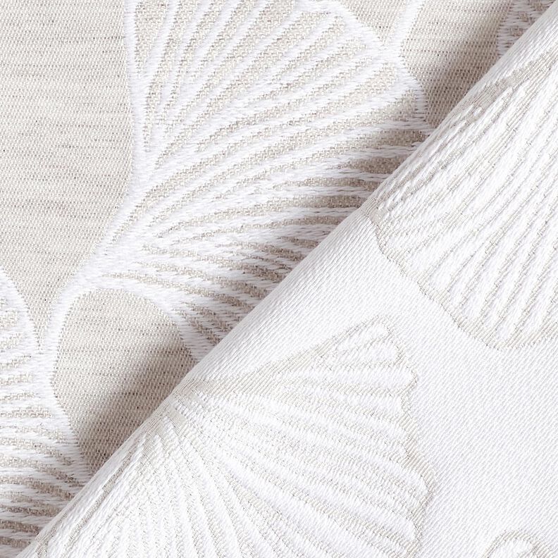 Dekorační látka Žakár Velké gingo – mlhově šedá/slonová kost,  image number 4