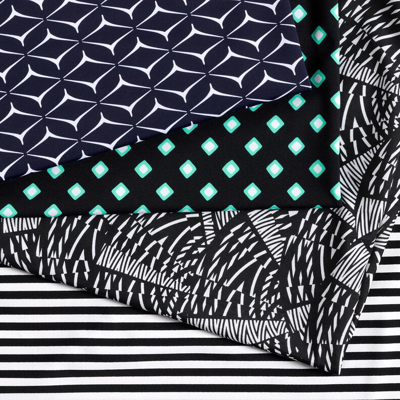 Látka na plavky abstraktní grafický vzor – černá/bílá,  image number 5
