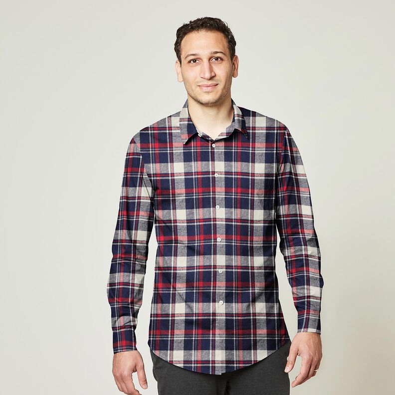 Bavlněný flanel Kostka – černomodrá/karmínově červená, image number 6