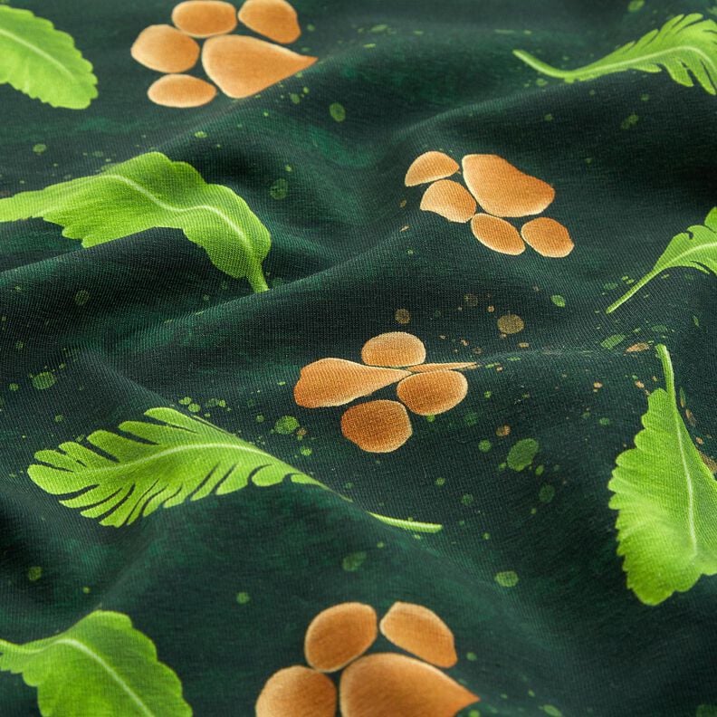 Bavlněný žerzej Roztomilý lev Panel | Glitzerpüppi  – tmavě zelená/srnčí hnědá,  image number 3