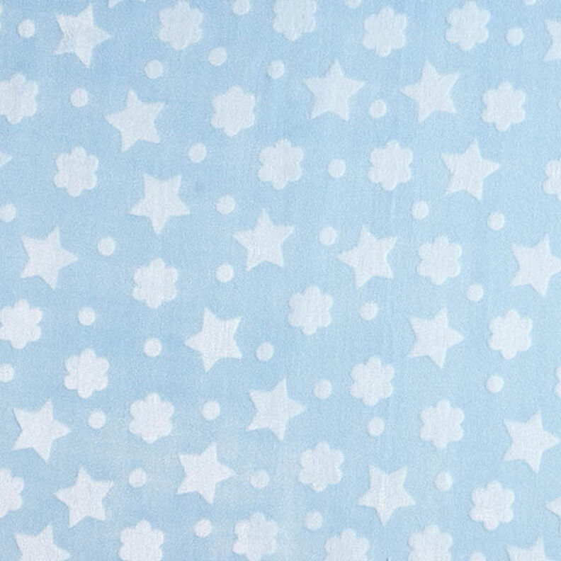 Hebký fleece Hvězdy a květiny – světle modra,  image number 1
