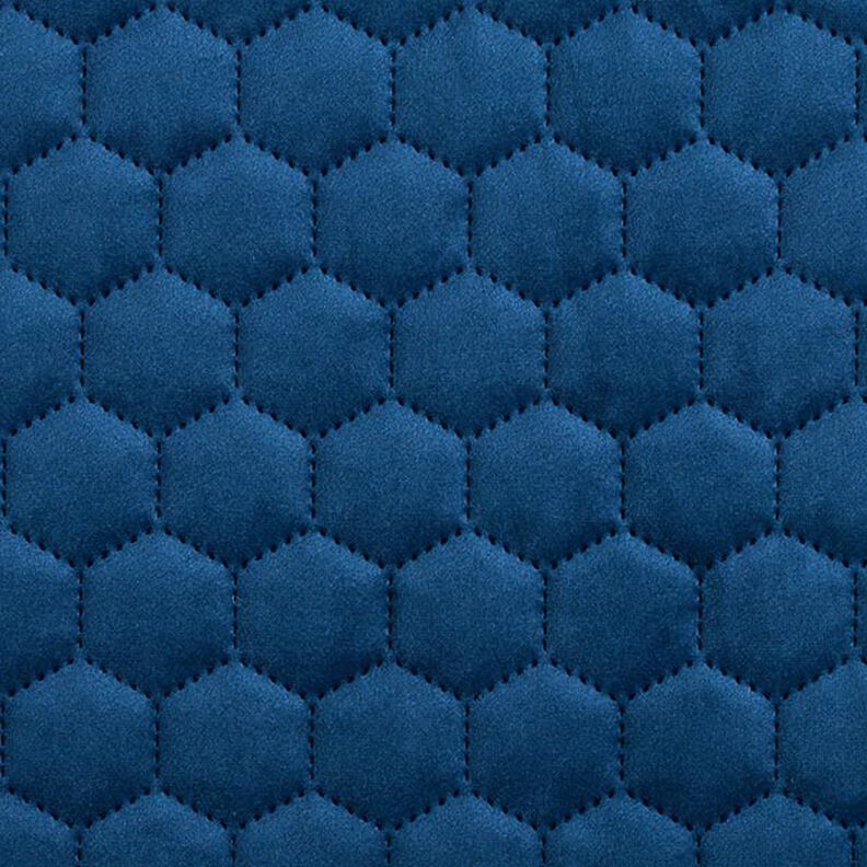 Čalounická látka prošívaný samet s plástvovým vzorem – namornicka modr,  image number 1
