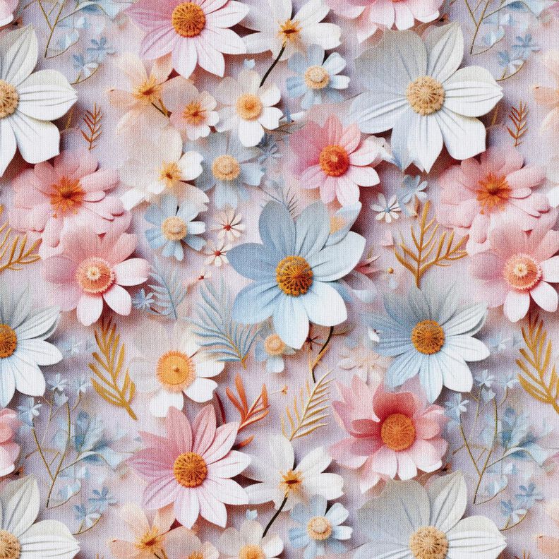Bavlněný popelín Papírové květiny digitální potisk – světle starorůžová,  image number 1
