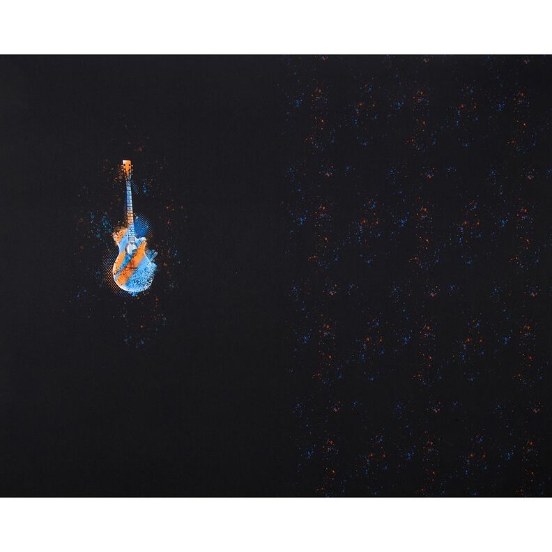 Bavlněný žerzej Panel Kytara | Glitzerpüppi – černá/oranžová,  image number 5