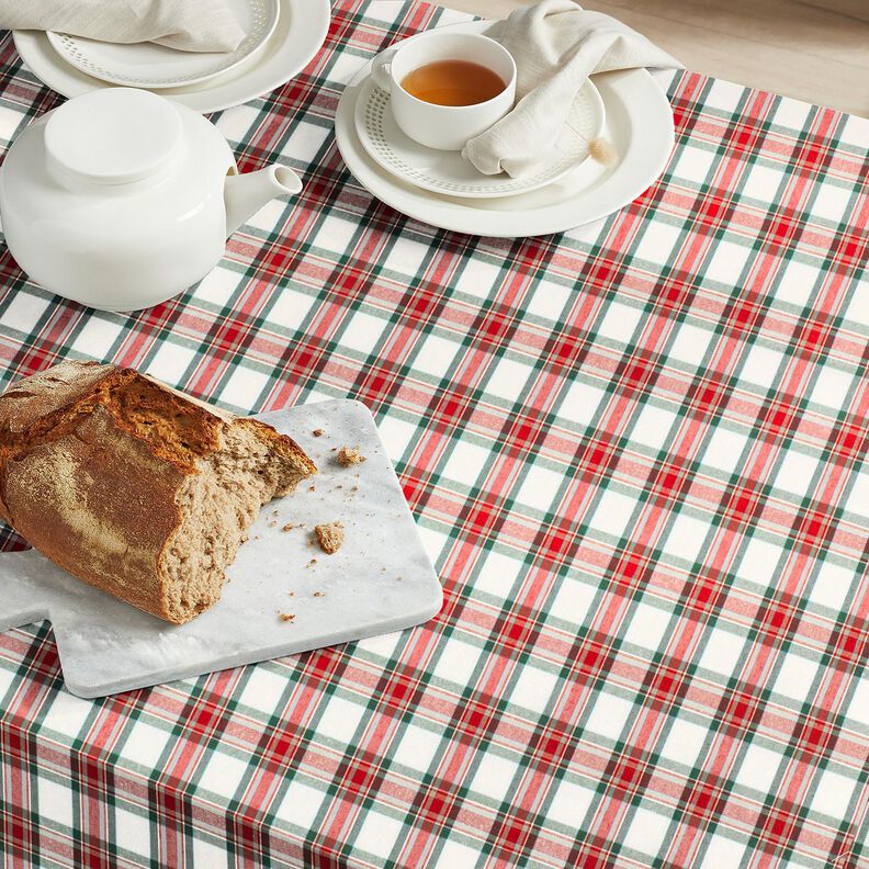 Dekorační látka Žakár Klasické kostky – vlněná bílá/karmínově červená,  image number 5