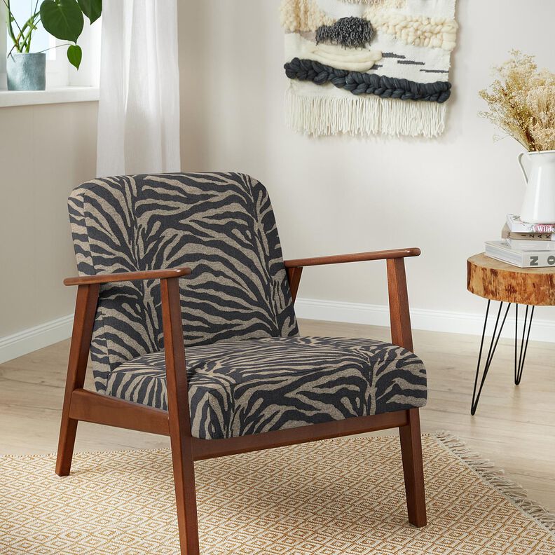 Čalounická látka Žakár Zebra – khaki/černá, image number 7