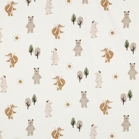 Bavlněný žerzej Zvířátka v lese digitální potisk | Poppy Fabrics – slonová kost/sasanková, 