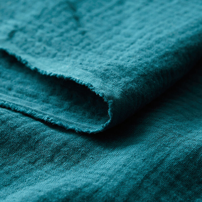 Mušelín / dvojitá mačkaná tkanina – petrolejová,  image number 5