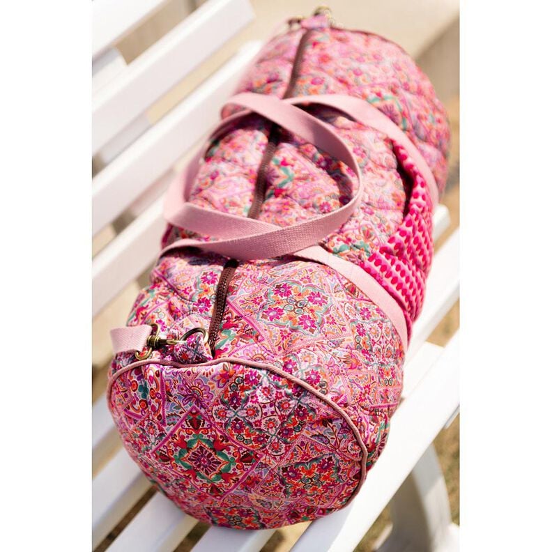 Prošívaná látka Doubleface (oboustranná látka) Kosočtverce | Poppy Fabrics – modrofialková/kaštanově,  image number 6