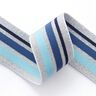 Gumová stuha Glitter [ 4 cm ] – stříbrná/světle modra,  thumbnail number 1