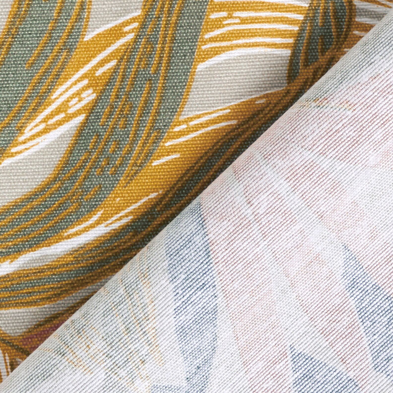Dekorační látka Plátno Listy z džungle 280 cm – taupe (šedohnědá)/mědená,  image number 4