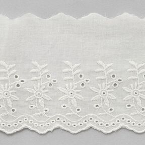 Festonová krajková stuha s květinami [ 9 cm ] – vlněná bílá, 