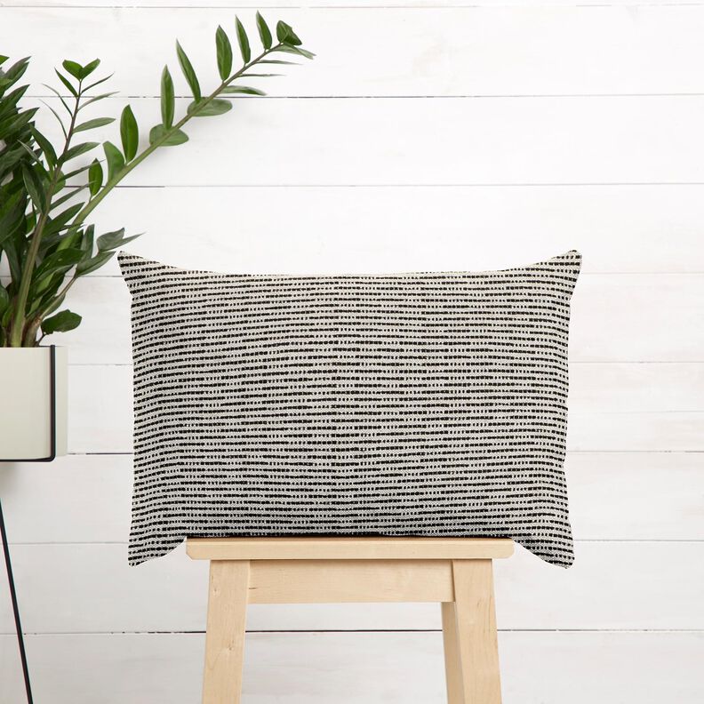 Dekorační látka Žakár Rustikální pruhy – černá/přírodni,  image number 6