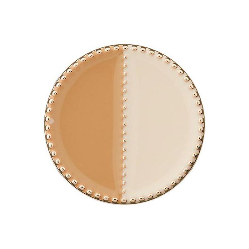 Kovový polyesterový knoflík s očkem [ Ø23 mm ] – světle hnědá/vlněná bílá,  image number 1