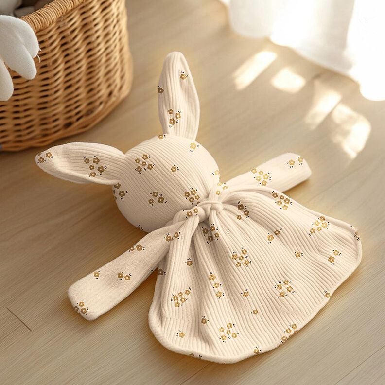 GOTS Žebrovan&yacute; žerzej Rozsypan&eacute; kv&iacute;tky | Poppy Fabrics &ndash; kremov&aacute;/srnč&iacute; hněd&aacute;,  image number 6