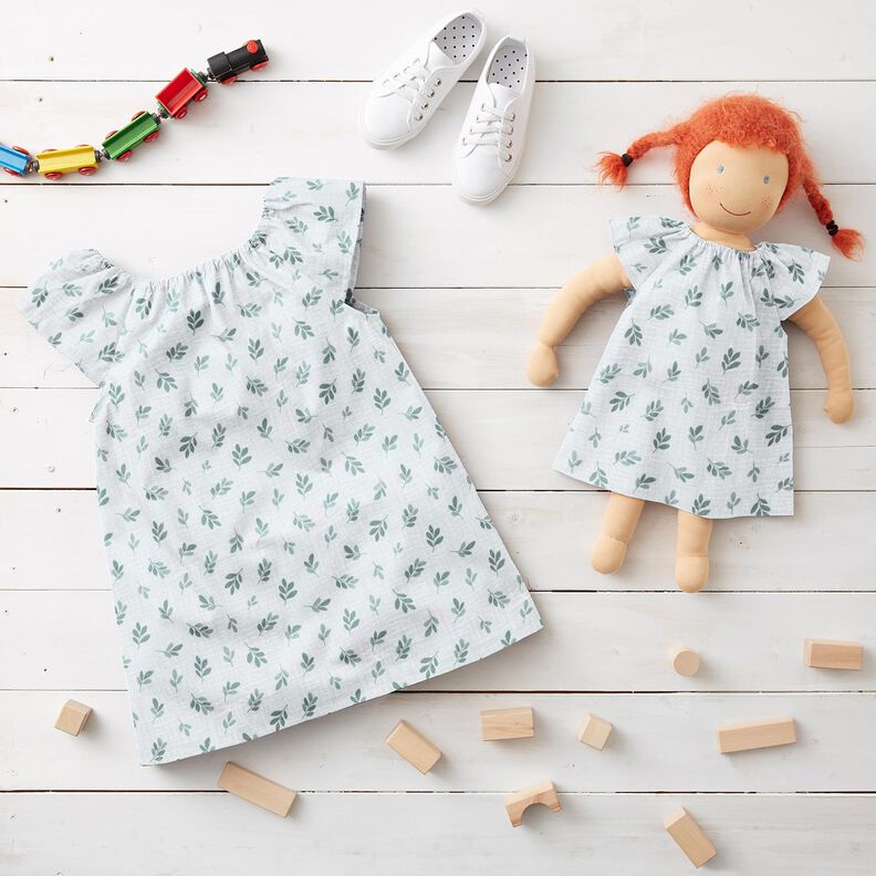 Mušelín / dvojitá mačkaná tkanina Větvičky | Poppy Fabrics – bílá/rákosove zelená,  image number 5