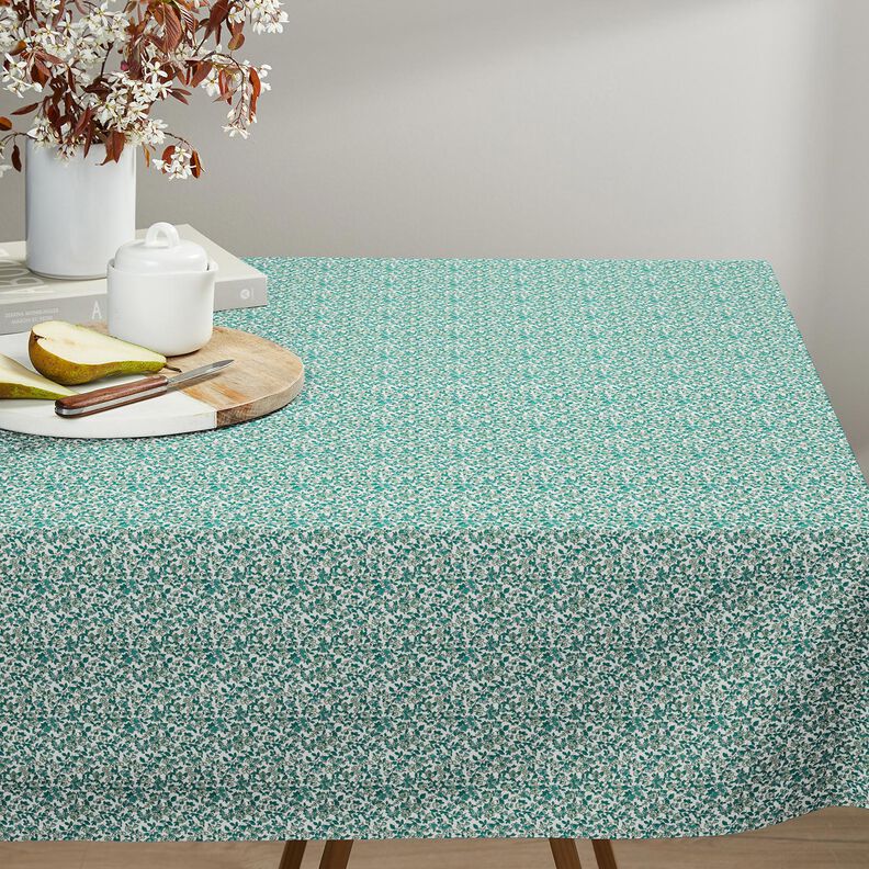 Bavlněn&aacute; l&aacute;tka Kreton Množstv&iacute; květů &ndash; petrolejov&aacute;/b&iacute;l&aacute;,  image number 6