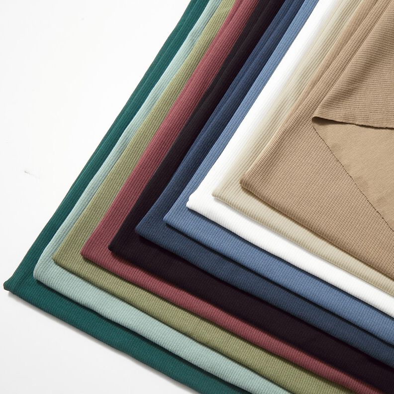 Žebrovaný žerzej Jemná žebra 2-1-1-1 – černá,  image number 5