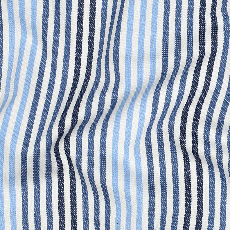 Denim Směs s bavlnou Pruhy | Poppy Fabrics – džínově modrá/vlněná bílá,  image number 2