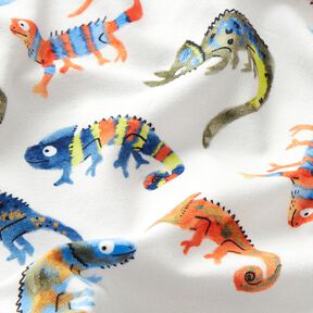 Bavlněný žerzej drzí chameleoni digitální potisk | by Poppy – vlněná bílá, 