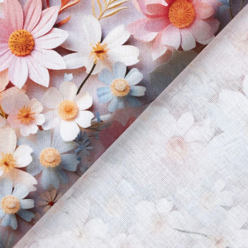 Bavlněný popelín Papírové květiny digitální potisk – světle starorůžová,  image number 4