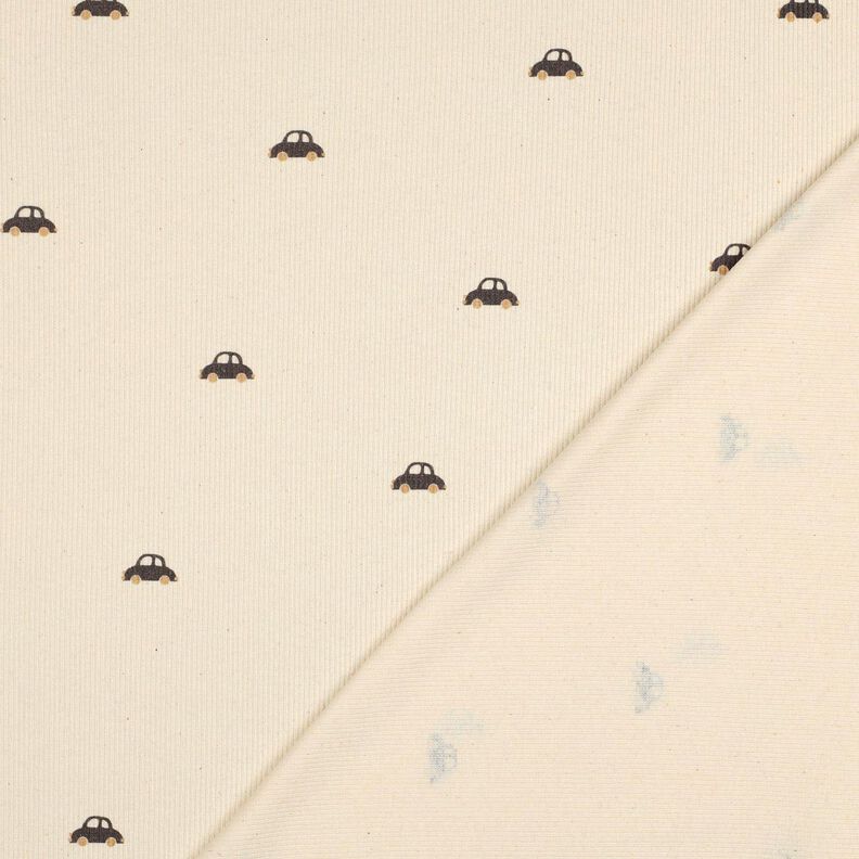 GOTS Žebrovaný žerzej Malá auta | Poppy Fabrics – kremová/černohnědá,  image number 4
