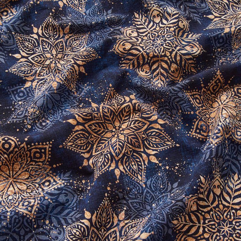 Francouzské froté letní teplákovina Mandala | Glitzerpüppi – namornicka modr/meruňková, image number 2