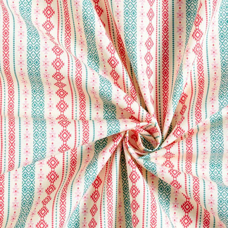 Bavlněný kreton Etno – mátově zelená/růžová,  image number 4