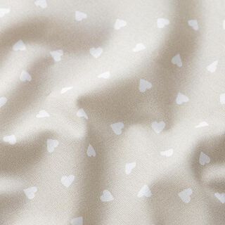 Organická bavlna popelín roztroušená srdce – šedobéžová, 